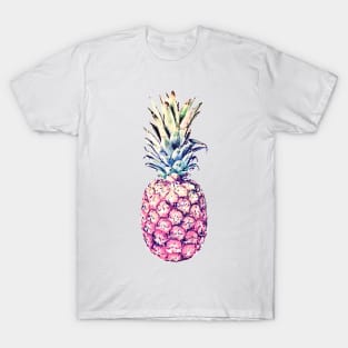 Pineapples and Foliage Colorful Paint White Pattern T-Shirt